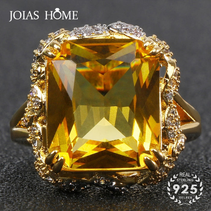 925 Sterling Silver Citrine Gemstone Ring