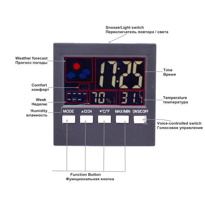 Multi-function Digital Weather Station Clock