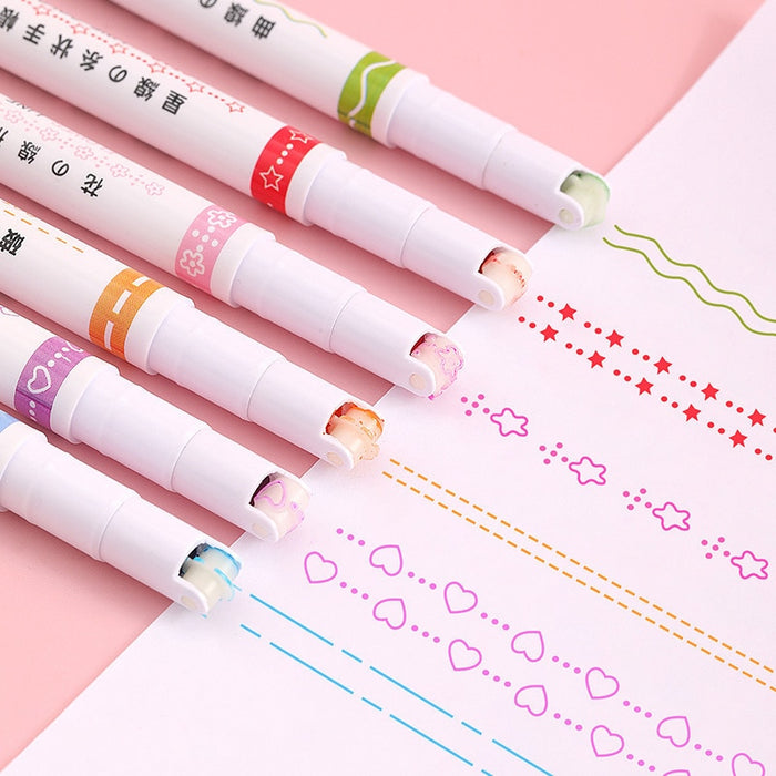 6pcs Curve Liner Marker Pens