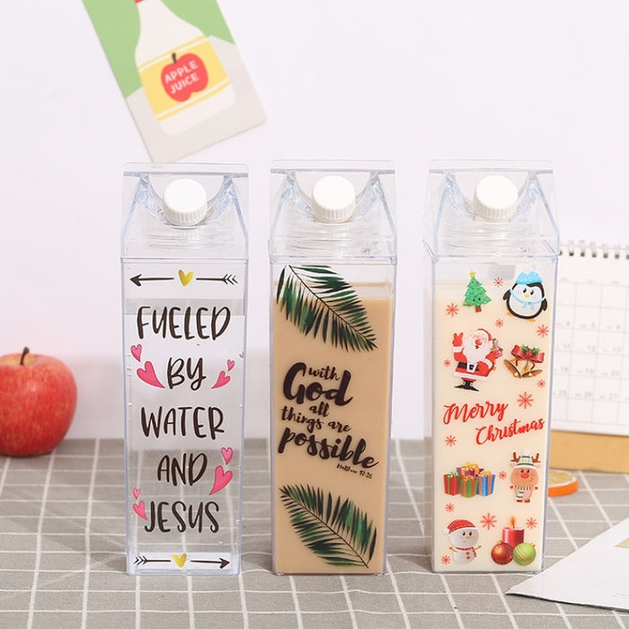 Transparent Milk Carton Style Juice Bottle